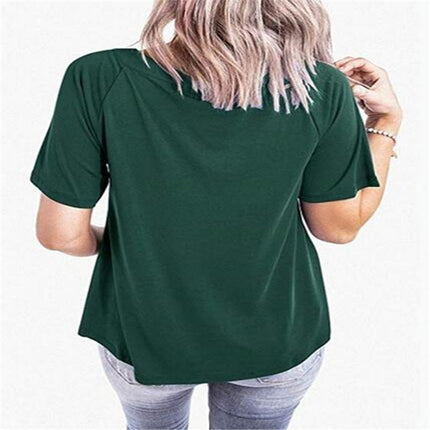 Spring and Summer 2020 New Amazon wish European and American Cross-border Women's Loose V-neck Short-sleeved Hollow T-shirt Top for Women