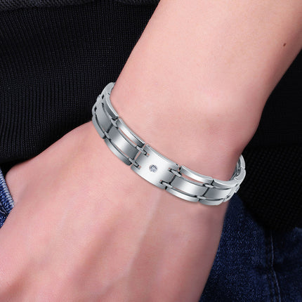 Shopee Amazon Wish Stainless Steel Bracelet Men's Germanium Stone Bracelet Titanium Steel Jewelry Cross-Border Hot Selling
