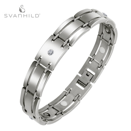 Shopee Amazon Wish Stainless Steel Bracelet Men's Germanium Stone Bracelet Titanium Steel Jewelry Cross-Border Hot Selling