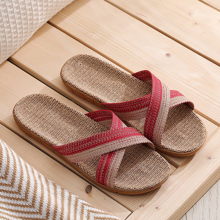 Cixi Simple Linen Slippers Four Seasons Guest Indoor Living Room Home Floor Cotton Linen Slippers Couple Wholesale