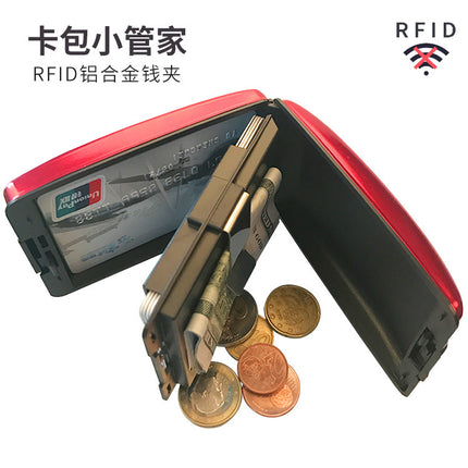Rfid Aluminum Alloy Card Holder Multifunctional Aluminum Bank Card Holder Stylish Wallet Money Clip Bank Card Business Card Case Card Holder