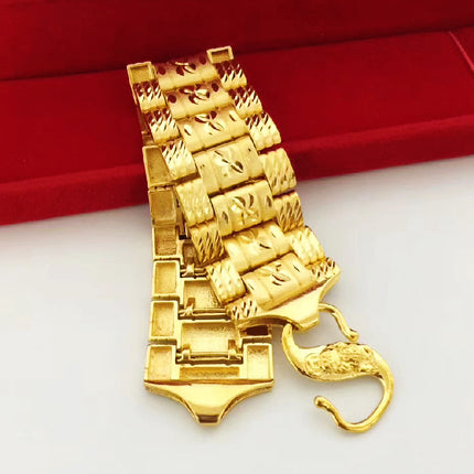 Gold-plated jewelry men's bracelet version chain bracelet tough guy wide face bracelet chain rice pattern bracelet a generation of hair