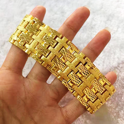 Gold-plated jewelry men's bracelet version chain bracelet tough guy wide face bracelet chain rice pattern bracelet a generation of hair