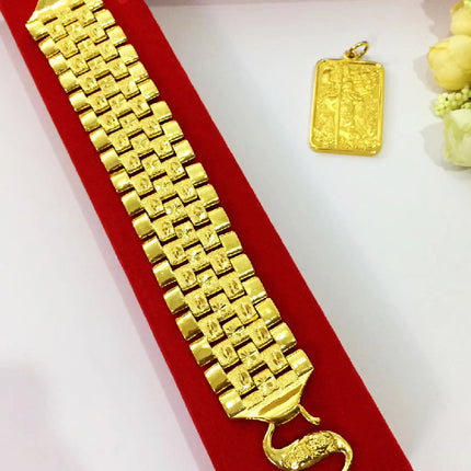 Gold-plated jewelry men's bracelet version chain bracelet tough guy wide face bracelet chain rice pattern bracelet a generation of hair