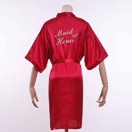 bride Gown morning Gown Lady nightgown wedding makeup bridesmaid group wedding kimono imitation silk cardigan bathrobe