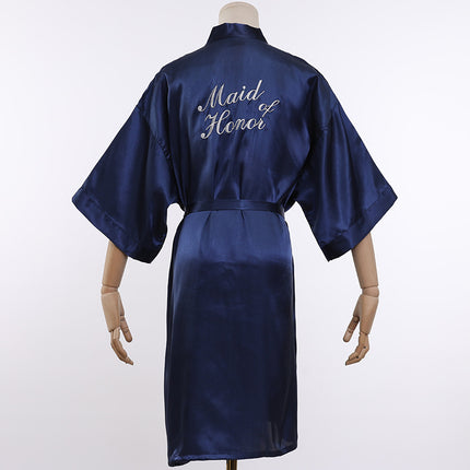 bride Gown morning Gown Lady nightgown wedding makeup bridesmaid group wedding kimono imitation silk cardigan bathrobe