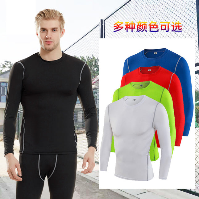 Sports Bodysuit Men's Long-Sleeved Elastic Quick-Drying Basketball Training Base Layer Autum New Running Fitness Clothing Top
