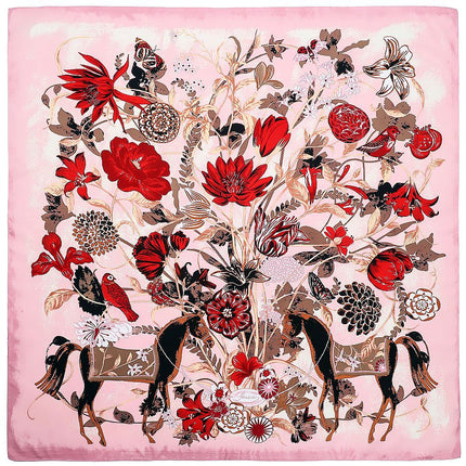 Mai Tong silk scarf 130cm flower curly flower ladies twill new large square scarf scarf shawl scarf wholesale