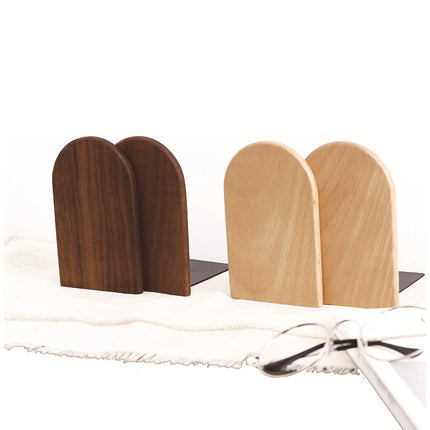 Japanese Style Simple Wooden Book Stand Creative Black Walnut Wood Thickened Bookshelf Bookend Student's Solid Wood Bookend Logo