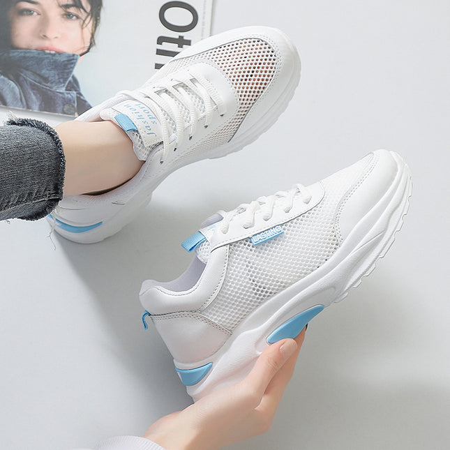 2026 Women's Mesh Shoes, Hollow-Out Single Mesh Sneakers, Breathable Low-Top Summer Solid Color Running Shoes, Mesh Dad Shoes for Women