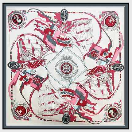 European and American Fashion Sailing Sailing Sailing Map Women's Twill Silk Scarf Travel Scarf Large Square Scarf Shawl Sunscreen Scarf