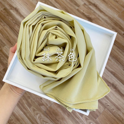 54-Color Solid Color Pearl Chiffon Long Scarf with Rolled Edges, Single-Color Chiffon Pearl Yarn Scarf, Headscarf