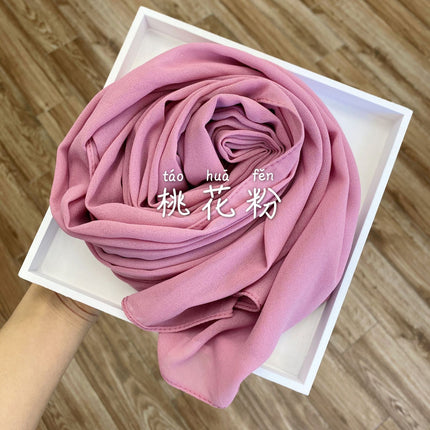 54-Color Solid Color Pearl Chiffon Long Scarf with Rolled Edges, Single-Color Chiffon Pearl Yarn Scarf, Headscarf
