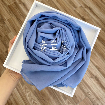 54-Color Solid Color Pearl Chiffon Long Scarf with Rolled Edges, Single-Color Chiffon Pearl Yarn Scarf, Headscarf