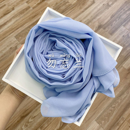 54-Color Solid Color Pearl Chiffon Long Scarf with Rolled Edges, Single-Color Chiffon Pearl Yarn Scarf, Headscarf