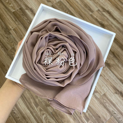 54-Color Solid Color Pearl Chiffon Long Scarf with Rolled Edges, Single-Color Chiffon Pearl Yarn Scarf, Headscarf