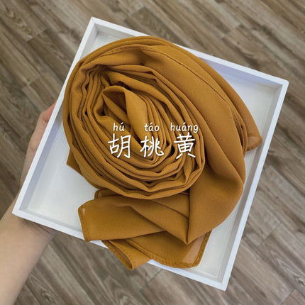 54-Color Solid Color Pearl Chiffon Long Scarf with Rolled Edges, Single-Color Chiffon Pearl Yarn Scarf, Headscarf