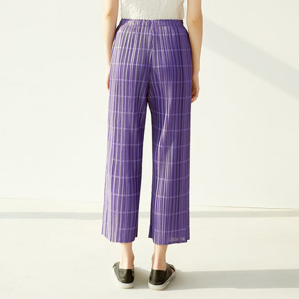 Miyake 2026 Summer Pleated Cropped Pants Slim Fit Loose Versatile Slimming Casual Straight Pants Japanese and Korean Casual Style