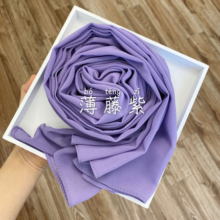 54-Color Solid Color Pearl Chiffon Long Scarf with Rolled Edges, Single-Color Chiffon Pearl Yarn Scarf, Headscarf
