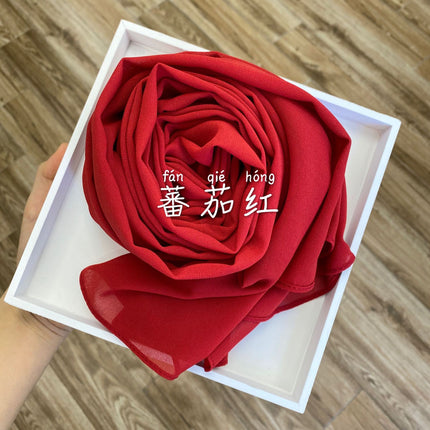 54-Color Solid Color Pearl Chiffon Long Scarf with Rolled Edges, Single-Color Chiffon Pearl Yarn Scarf, Headscarf