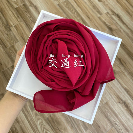 54-Color Solid Color Pearl Chiffon Long Scarf with Rolled Edges, Single-Color Chiffon Pearl Yarn Scarf, Headscarf