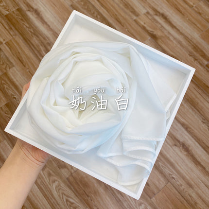 54-Color Solid Color Pearl Chiffon Long Scarf with Rolled Edges, Single-Color Chiffon Pearl Yarn Scarf, Headscarf