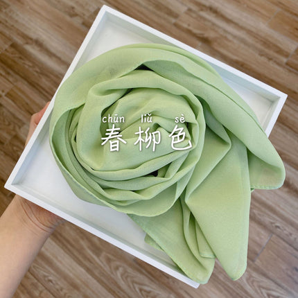 54-Color Solid Color Pearl Chiffon Long Scarf with Rolled Edges, Single-Color Chiffon Pearl Yarn Scarf, Headscarf