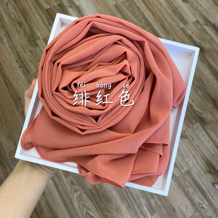 54-Color Solid Color Pearl Chiffon Long Scarf with Rolled Edges, Single-Color Chiffon Pearl Yarn Scarf, Headscarf