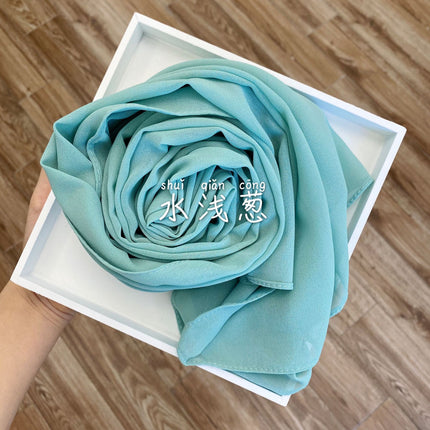 54-Color Solid Color Pearl Chiffon Long Scarf with Rolled Edges, Single-Color Chiffon Pearl Yarn Scarf, Headscarf