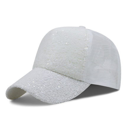 Hat women's summer fashion sequin breathable mesh cap hipster baseball cap men's sun protection sun hat outdoor peaked cap