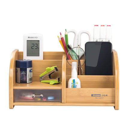 Multifunctional pen holder wooden storage box office study desktop pen holder storage box student pen holder finishing box