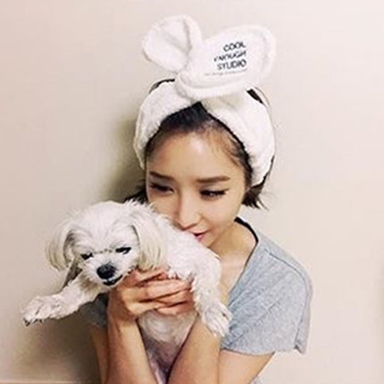 Korean version of hot selling ladies face makeup rabbit ears hair band embroidery plush headdress cross hair band factory wholesale