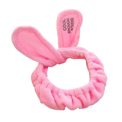 Korean version of hot selling ladies face makeup rabbit ears hair band embroidery plush headdress cross hair band factory wholesale