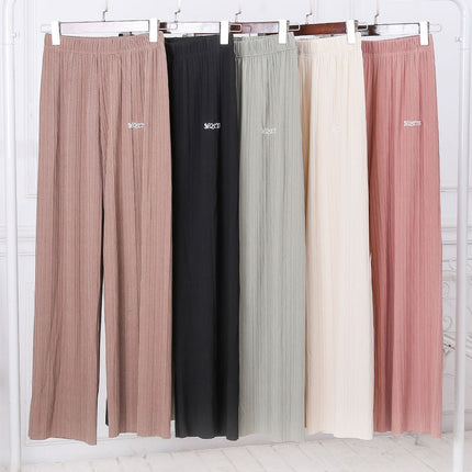 Cross-Border Popular Summer Women's Ice Silk Pants for Middle-Aged and Elderly, Loose Casual Home Pants, Elastic Plus-Size Pants for Square Dancing