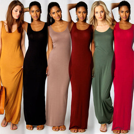 2025 European and American New Summer Casual Women's Clothing Amazon Cross-Border Sexy Vest Long Skirt Sleeveless Slim Dress