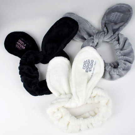 Korean version of hot selling ladies face makeup rabbit ears hair band embroidery plush headdress cross hair band factory wholesale