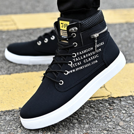 Autumn and Winter High-Top Shoes, Korean Style Men's Shoes, Student Canvas Shoes, Men's Casual Shoes, Trendy Versatile Sneakers, Trendy Shoes and Boots
