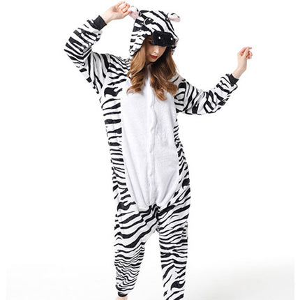 Cross-Border New Flannel Pajamas Zebra Tigger Cartoon One-Piece Couple Cute Home Clothes Mixed Batch