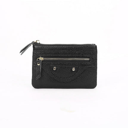 Genuine Leather Mini coin purse women's new key ring coin bag first layer cowhide motorcycle zipper small wallet coin bag