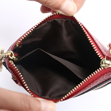 Genuine Leather Mini coin purse women's new key ring coin bag first layer cowhide motorcycle zipper small wallet coin bag