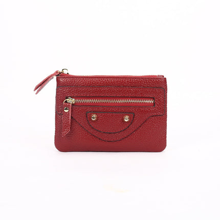 Genuine Leather Mini coin purse women's new key ring coin bag first layer cowhide motorcycle zipper small wallet coin bag