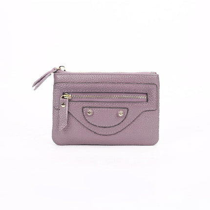 Genuine Leather Mini coin purse women's new key ring coin bag first layer cowhide motorcycle zipper small wallet coin bag
