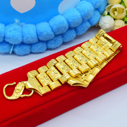 Gold-plated jewelry men's bracelet version chain bracelet tough guy wide face bracelet chain rice pattern bracelet a generation of hair