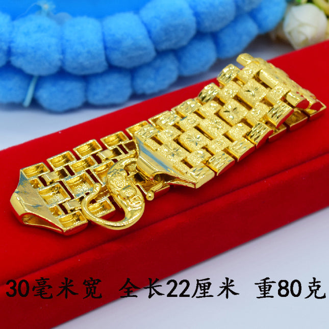 Gold-plated jewelry men's bracelet version chain bracelet tough guy wide face bracelet chain rice pattern bracelet a generation of hair