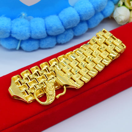 Gold-plated jewelry men's bracelet version chain bracelet tough guy wide face bracelet chain rice pattern bracelet a generation of hair