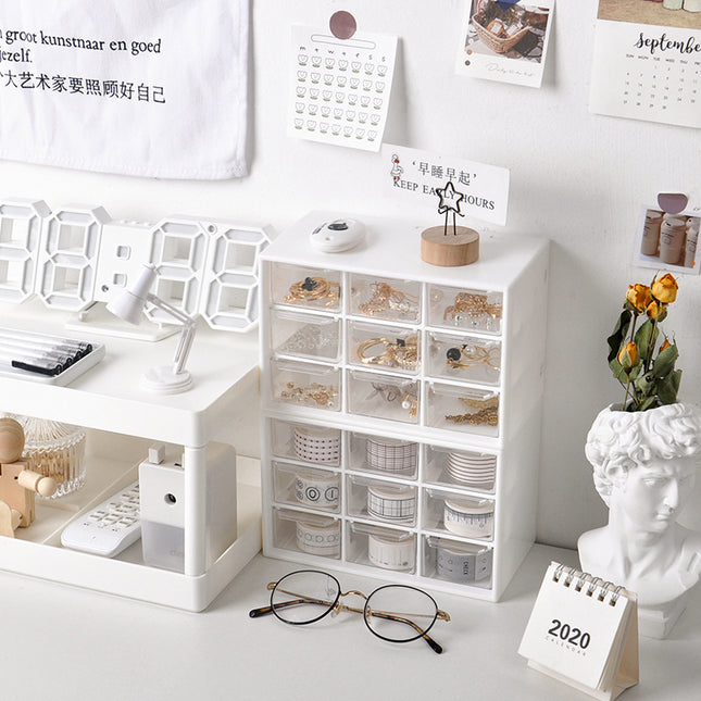 Jiugongge Desktop Storage Box Transparent Drawer-Type Compartment Student Dormitory Table Wall-Mounted Sundry Storage Box