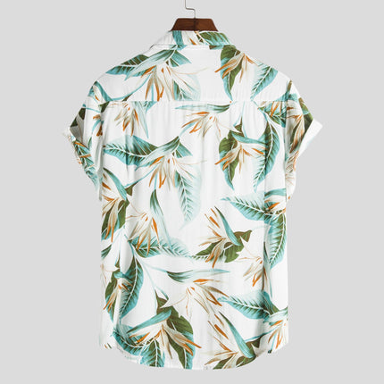 2020 summer new fashion men's casual slim short sleeve printed shirt European size explosion men's foreign trade wholesale