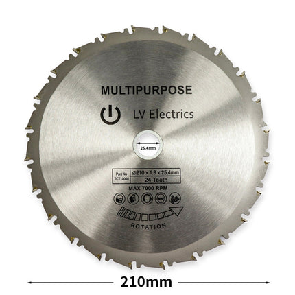 210*1.8*25.4*24T woodworking saw blade hard alloy cutting blade soft and hard universal multifunctional circular saw blade