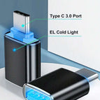 Black / Type-C to USB 3.0 with Light