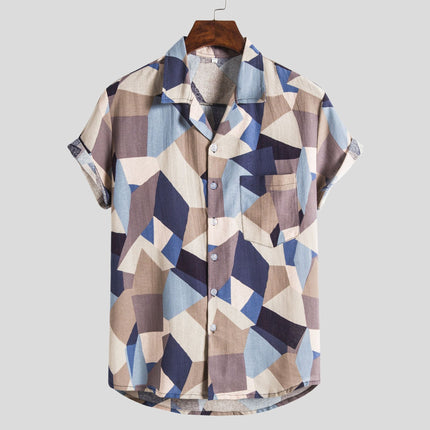 2020 Amazon Independent Station European and American Foreign Trade Explosions Men's Printed Shirt Hawaiian Style Short Sleeve Flower Shirt